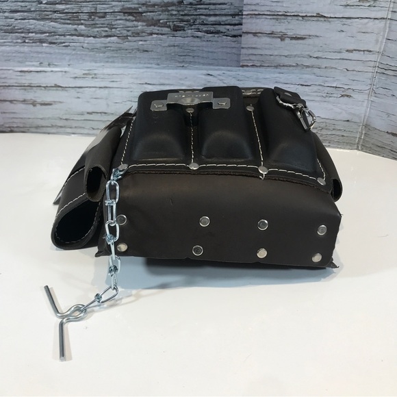 MCGUIRE Nicholas 12 Pocket Oil Tan Leather Electrician Tool Pouch Heavy Duty - Picture 3 of 6